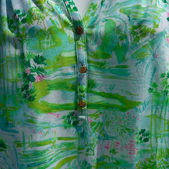 Honda Classic Gold Lilly Pulitzer Tropical Green and Blue Blouse - Picture 3 of 11